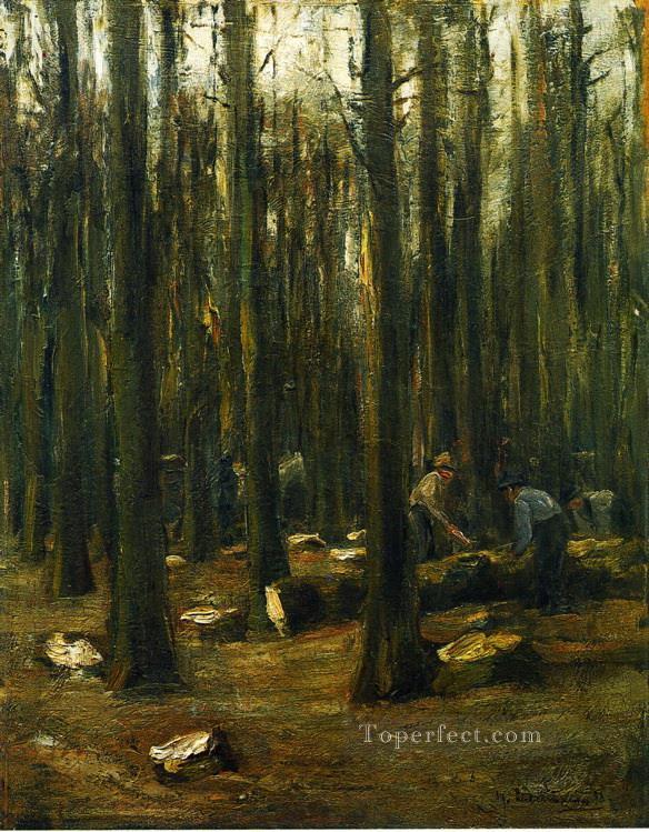 森の中の木こり 1898 マックス・リーバーマン ドイツ印象派油絵